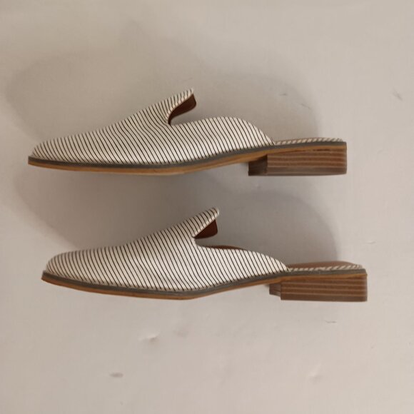 Indigo Rd Black Cream Stripe Mule Heels Womens Sz 8 - Picture 8 of 16